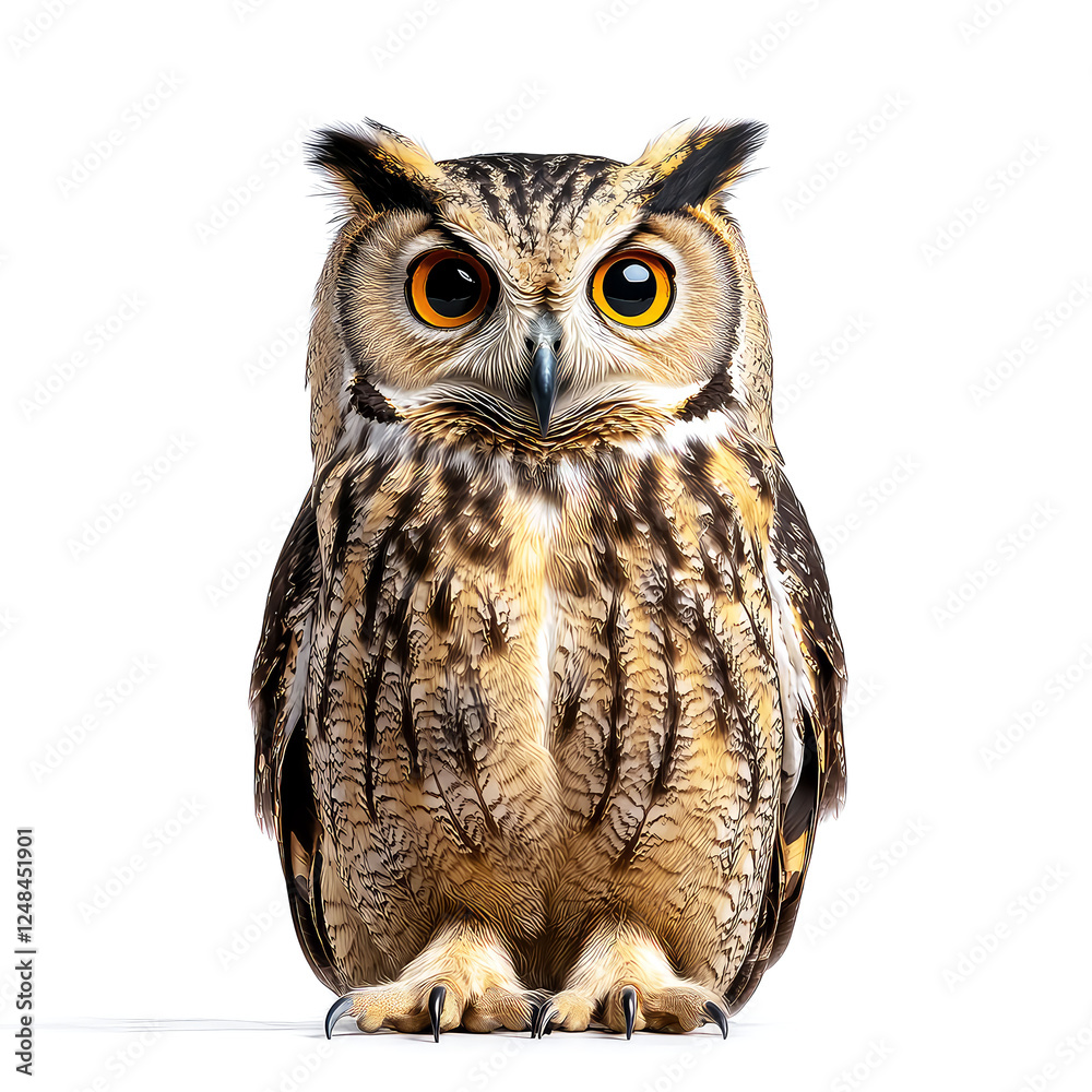 Obraz premium Majestic Owl: A Close-Up Portrait of a Powerful Bird of Prey in its Natural Habitat