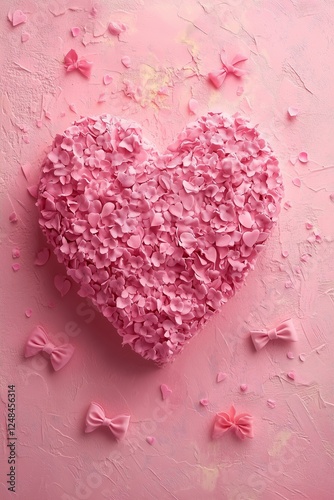 A pink wall with small flowers and bows
