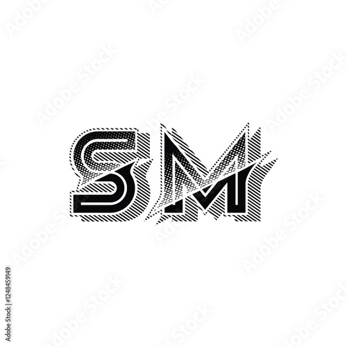 SM monogram logo design letter text name symbol monochrome logotype alphabet character simple logo