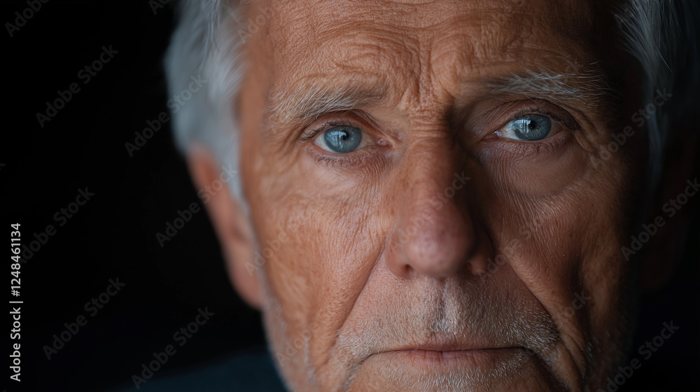 A man with a beard and gray hair is staring at the camera A man with a beard and gray hair is staring at the camera
