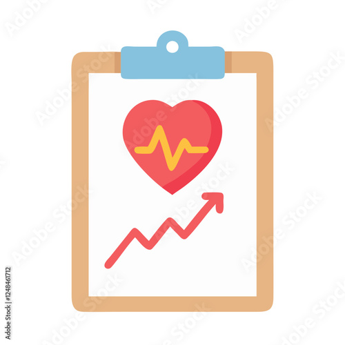 Health Chart Icon with heart and upward trend on clipboard
