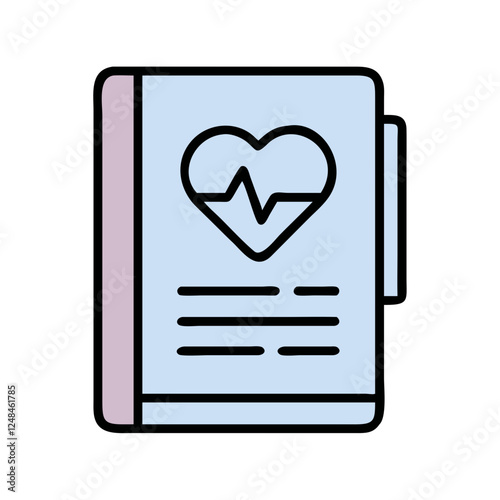 Health Journal Icon with heart symbol on blue background