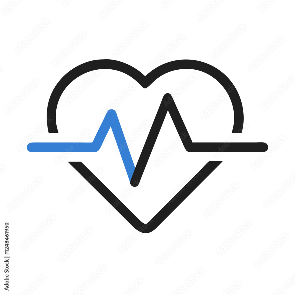 Heartbeat Icon with electrocardiogram on white background Heartbeat Icon with electrocardiogram on white background