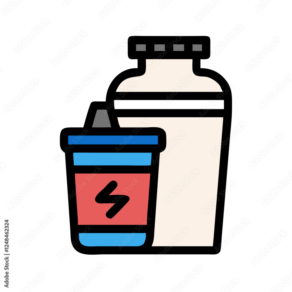 Protein Shake Icon showcasing a protein bottle and cup Protein Shake Icon showcasing a protein bottle and cup