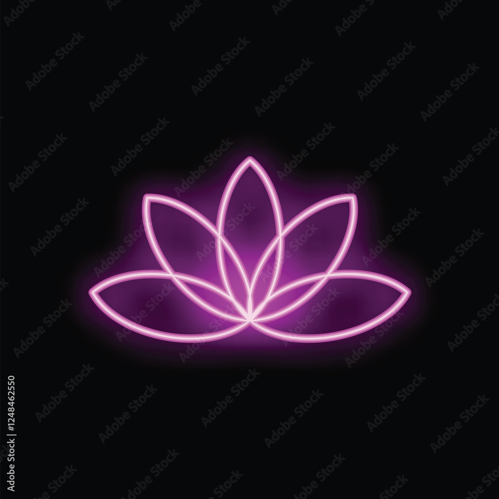 Vibrant pink neon sign depicting a lotus flower, symbolizing purity, enlightenment, and spiritual growth Vibrant pink neon sign depicting a lotus flower, symbolizing purity, enlightenment, and spiritual growth