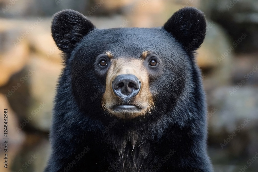 Majestic black bear gazing in natural habitat Majestic black bear gazing in natural habitat