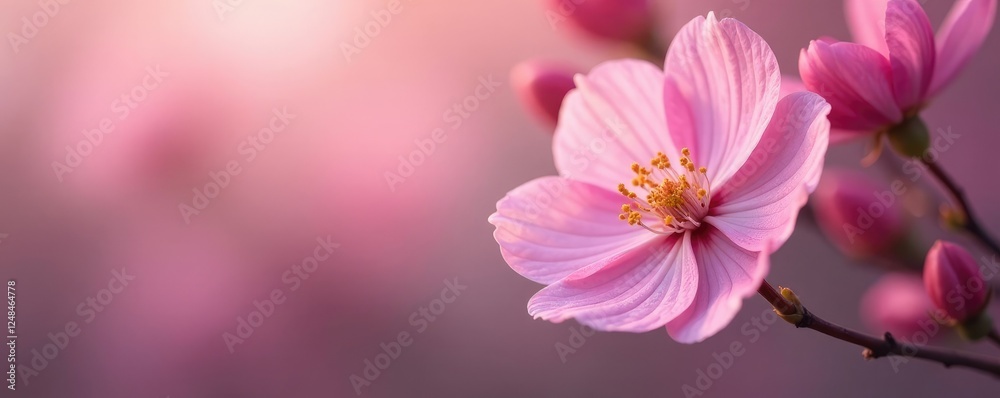 Delicate pink blooms with soft focus and foggy atmosphere, pink, floral, delicate Delicate pink blooms with soft focus and foggy atmosphere, pink, floral, delicate
