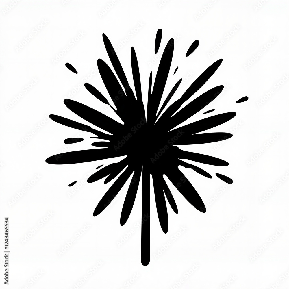 Obraz premium Dynamic firework burst silhouette on white background, celebration concept