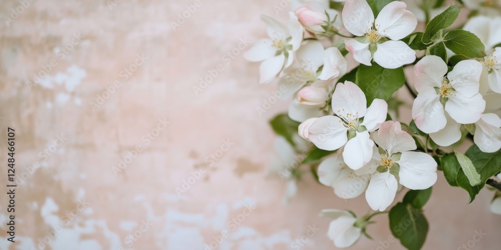 Fototapeta premium A delightful cluster of fresh white flowers against a soft pastel background. Perfect for spring designs or floral themes. Captivating beauty encapsulated in nature. AI