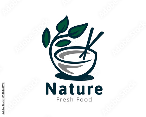 nature fresh food cup and stick illustration logo design template