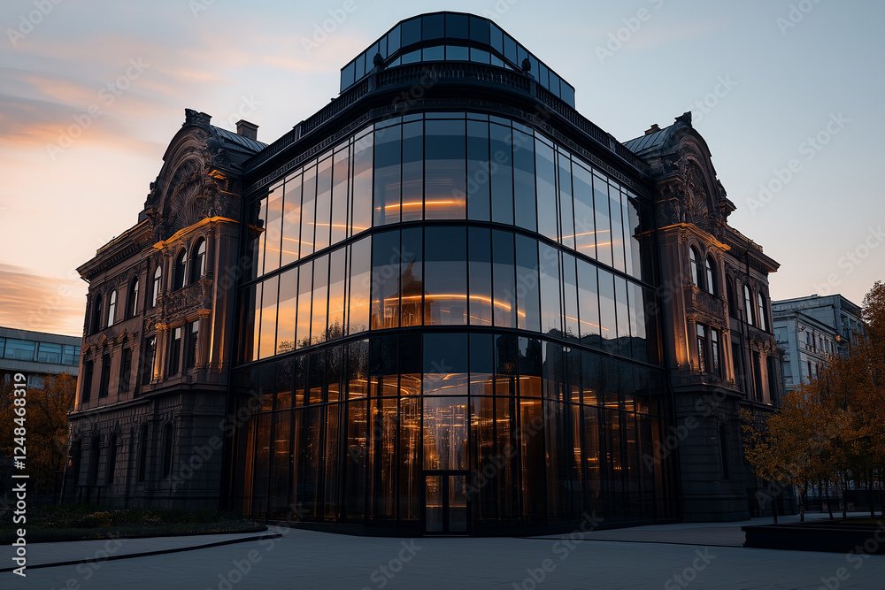 Fototapeta premium A large building with a lot of glass windows