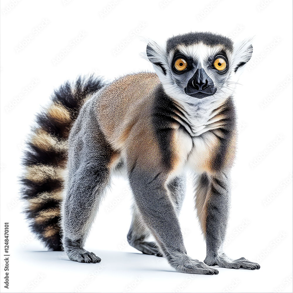 Obraz premium Ring-tailed Lemur: A Captivating Portrait of Madagascar's Endemic Primate