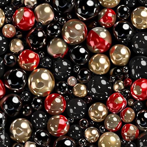 seamless colorful beads on black background