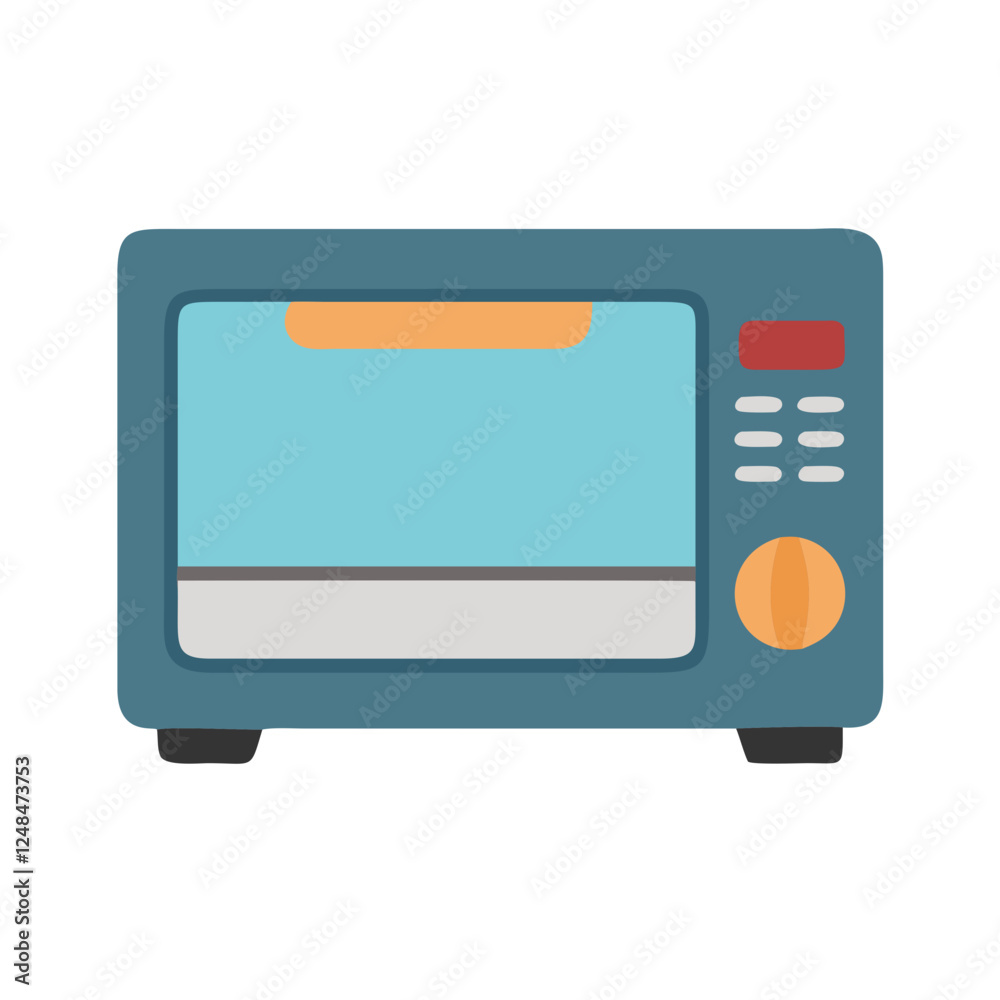 Toaster Oven Icon in minimalist style with blue and orange colors Toaster Oven Icon in minimalist style with blue and orange colors