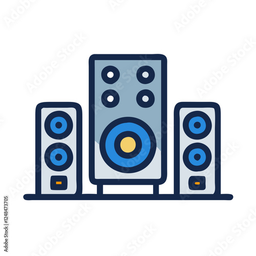 Sound System Icon in blue color design