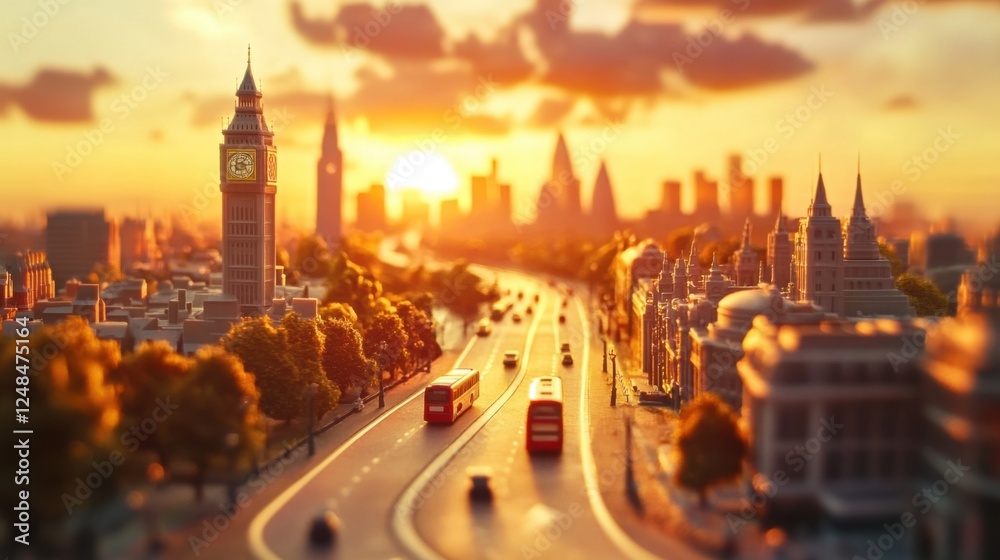 Naklejka premium london skyline sunset cityscape