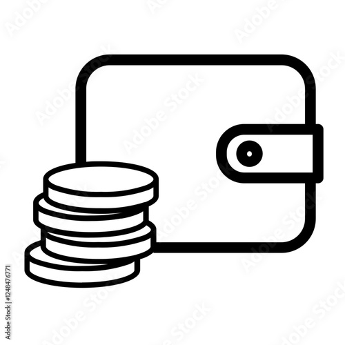 coin on wallet finance Line Icon