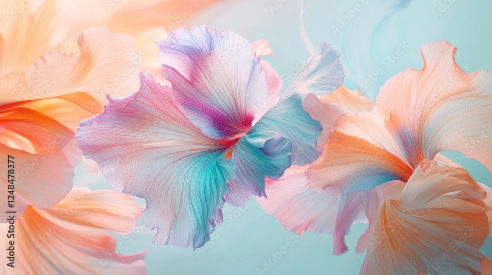 Delicate Pastel Flowers Softly Bloom in Gentle Breeze Delicate Pastel Flowers Softly Bloom in Gentle Breeze