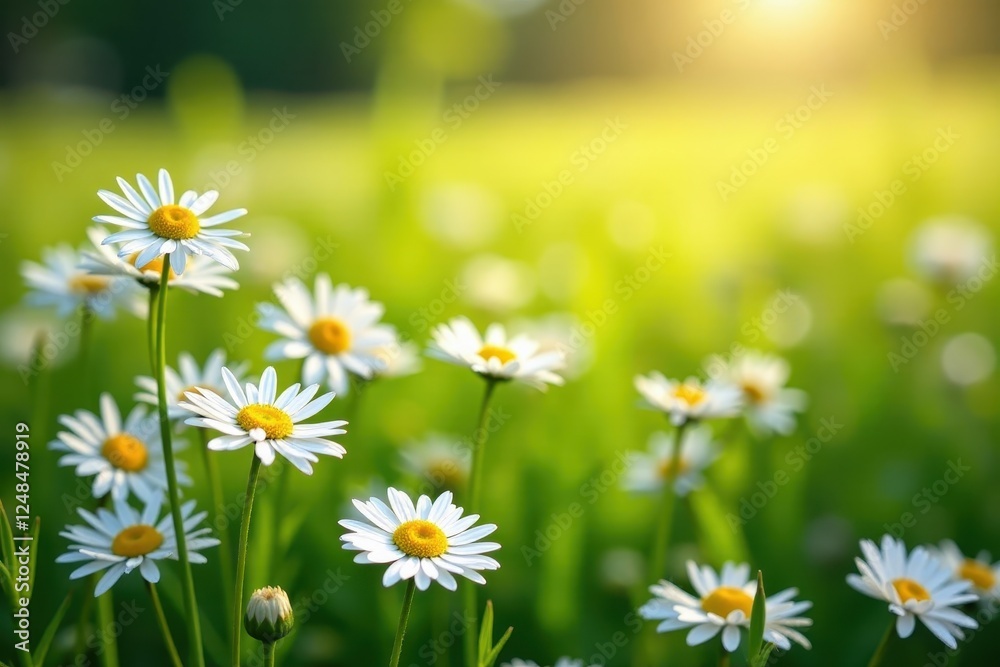 Intricate daisy pattern in vibrant spring field, sunlight dappled , sunlit meadow, pattern Intricate daisy pattern in vibrant spring field, sunlight dappled , sunlit meadow, pattern