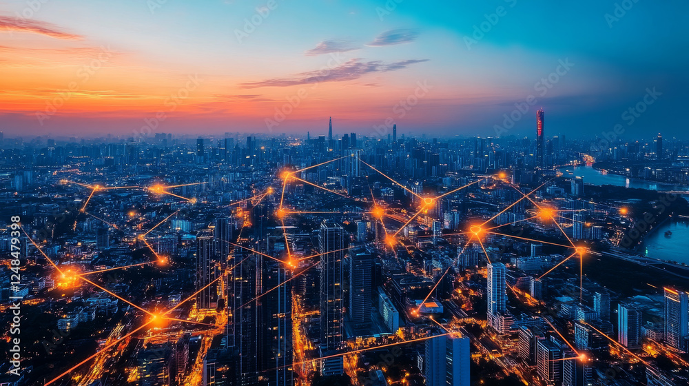 Fototapeta premium fiber optical network cable internet connection concept artificial intelligence neural network 3d render illustration