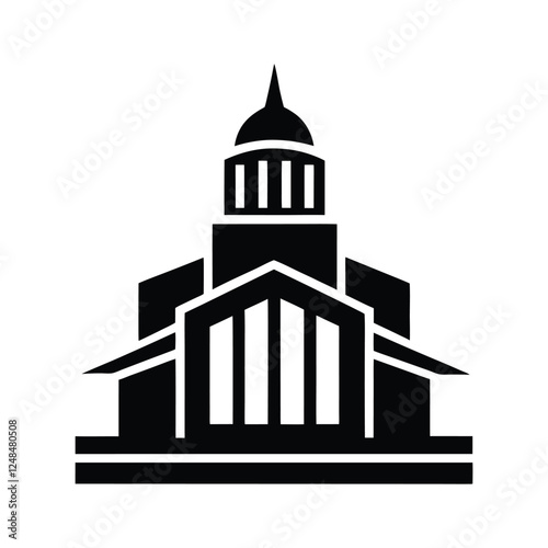 Modern silhouette of a classical government building with a dome and columns