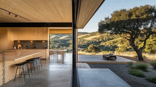 A modern kitchen with a frosted glass window balancing light and privacy.