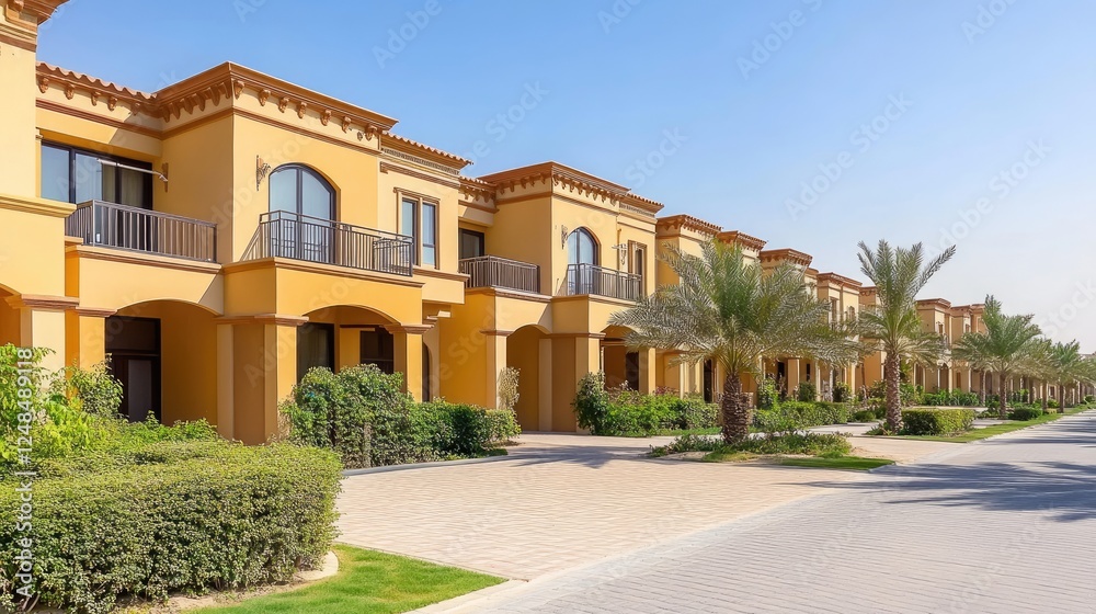 A row of townhouses with well-organized entrances, ideal for small to medium-sized families. A row of townhouses with well-organized entrances, ideal for small to medium-sized families.