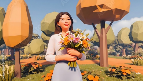Women stand with cheerful expressions, holding vibrant flowers in honor of International Women’s Day.