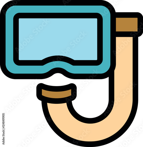 Cartoon style illustration featuring a diving mask and snorkel, essential gear for underwater adventures