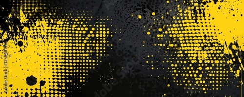 Black and yellow halftone background with grungy dots- and cyberpunk elements.