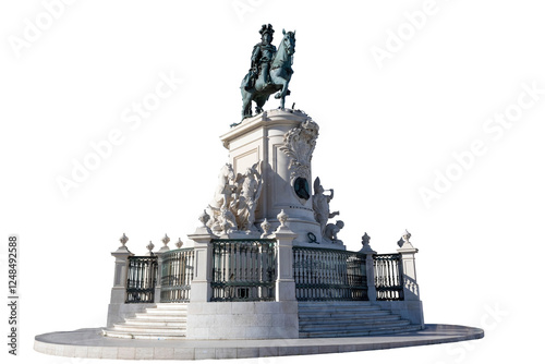 An equestrian statue of King José I of Portugal on the Commerce Square in Lisbon