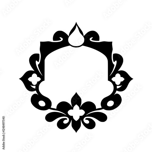 Ornamental black and white frame in black and white, with abstract design.