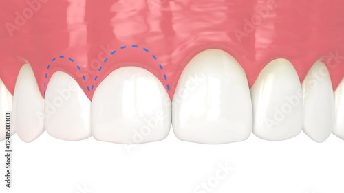 Upper jaw treated with laser for gummy smile. Creating a new gum line.