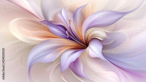Abstract Lavender and Peach Flower Design