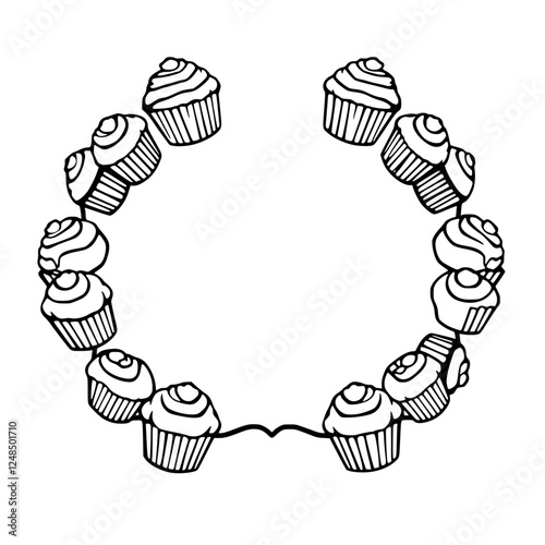 A Cupcake Circle: Illustration of Cupcakes in a Circular Arrangement