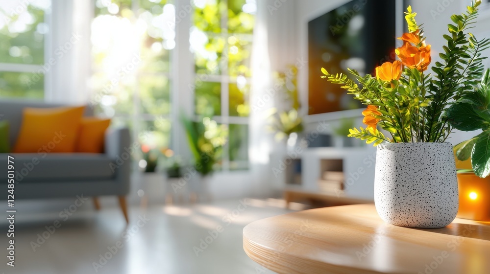 Elegant and Futuristic Smart Home Living Space with Minimalist Furniture Natural Decor Elements and Bright Airy Ambiance Showcasing the Latest in Home Technology and Sustainable Design Concepts Elegant and Futuristic Smart Home Living Space with Minimalist Furniture Natural Decor Elements and Bright Airy Ambiance Showcasing the Latest in Home Technology and Sustainable Design Concepts