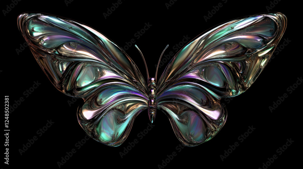 Colorful butterfly rendering with black background Colorful butterfly rendering with black background