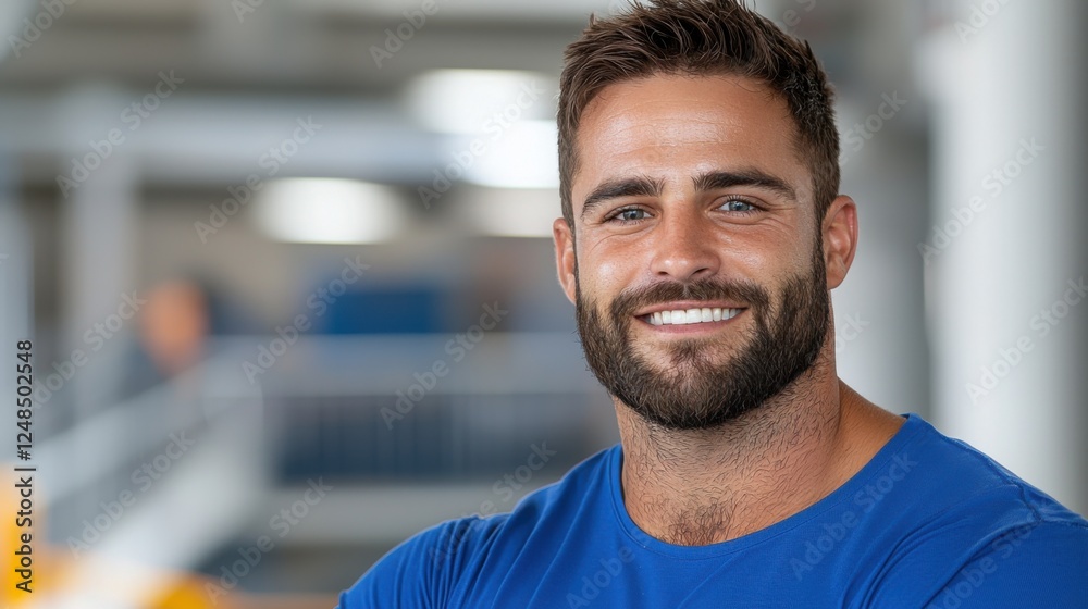 Fototapeta premium Friendly Confident Businessman in Smart Attire Smiling Positively at in Office Setting