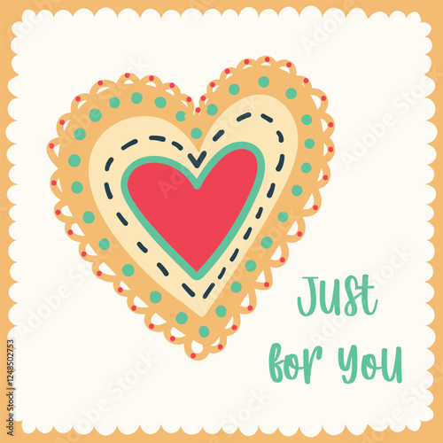 Happy Valentine's day greeting card. Handdrawn illustration.