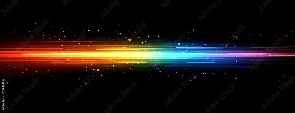 Fototapeta premium Rainbow light streak, dark space, website banner