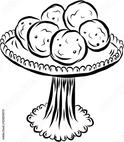 Italian dessert. Hand drawn vector isolated sketch. Amaretti 