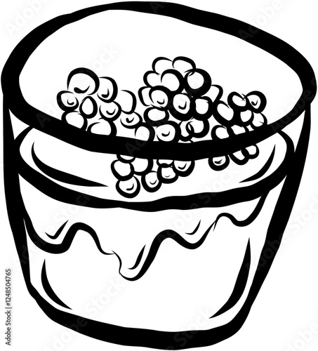 Italian dessert. Hand drawn vector isolated sketch. Panna cotta 