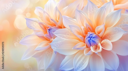 Two Pastel Dahlias Softly Bloom Together