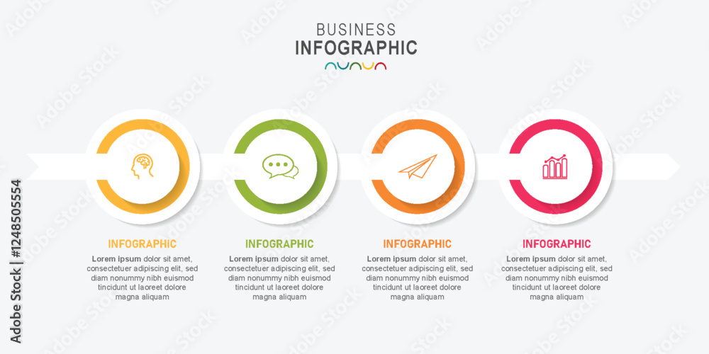 Fototapeta premium infographic template with integrated circles. Business concept with 4 options. For content, diagram, flowchart, steps, parts, timeline infographics, workflow, chart.