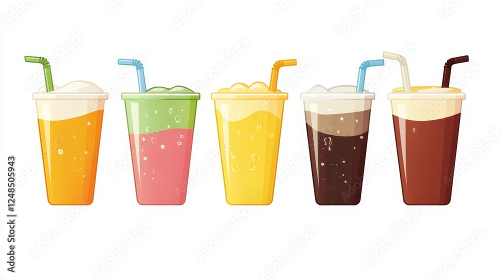 Set of cold Beverages for Cafeteria and restaurant Menu in glass and plastic cup. Non-alcoholic beverages. Healthy lifestyles. Set of cold Beverages for Cafeteria and restaurant Menu in glass and plastic cup. Non-alcoholic beverages. Healthy lifestyles.