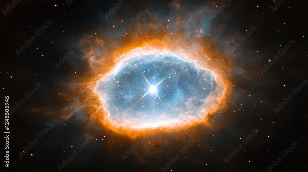 Obraz premium Bright Star Within a Cosmic Nebula Cloud