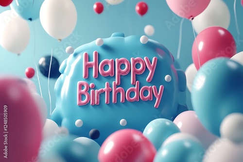 Creative Festive Happy Birthday Logo with Unique Graphics photo