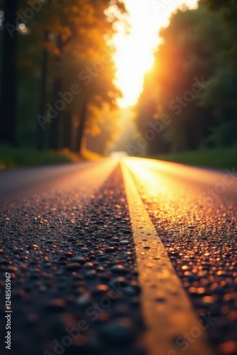 Abstract blurry asphalt road, sunlight gleam, cosmic feel , graphic, light, shine