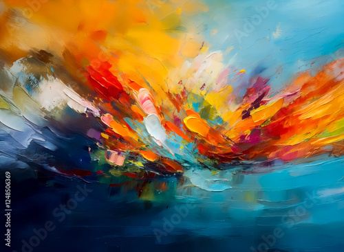 Wallpaper Mural Vivid abstract art using double exposure technique. Expressive brushstrokes in yellow, orange, red, blue, and purple create a dynamic and colorful composition. Torontodigital.ca