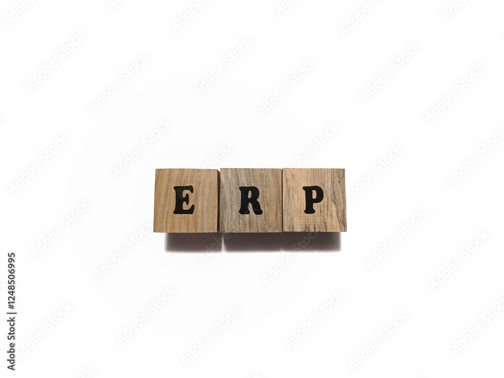 Enterprise Resource Planning , ERP on letter blocks Enterprise Resource Planning , ERP on letter blocks